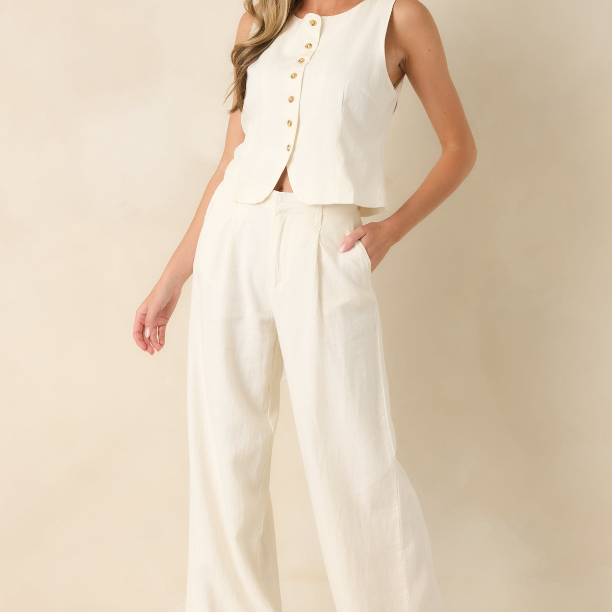 Roman Ivory Linen Button Front Vest | Z Supply