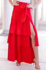 3 Wherever She Goes Red Maxi Skirt at reddress.com
