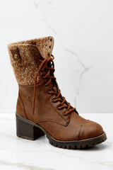 3 Somewhere Out There Brown Lace Up Boots at reddress.com