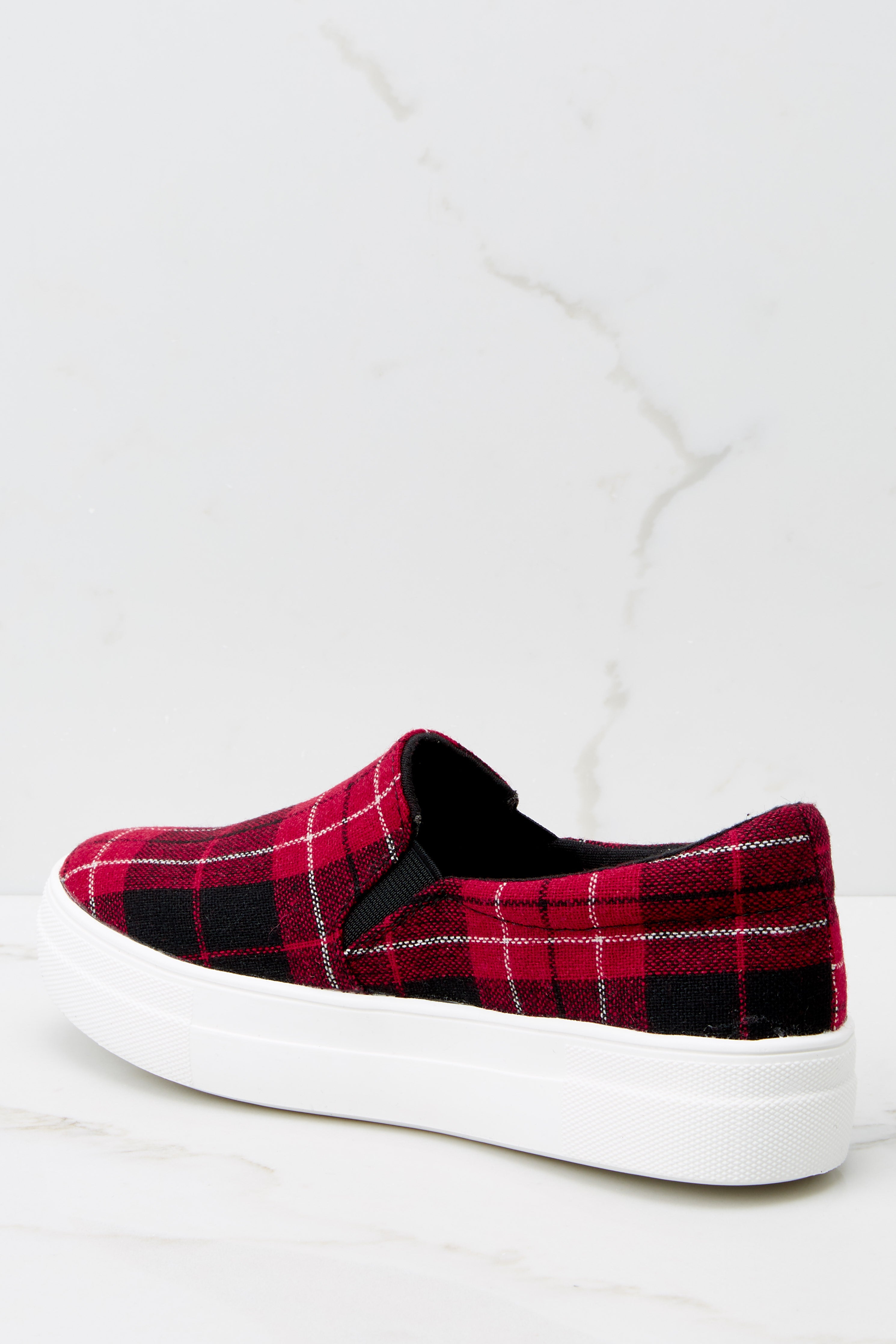 5 Go The Distance Red Plaid Slip On Sneakers at reddress.com