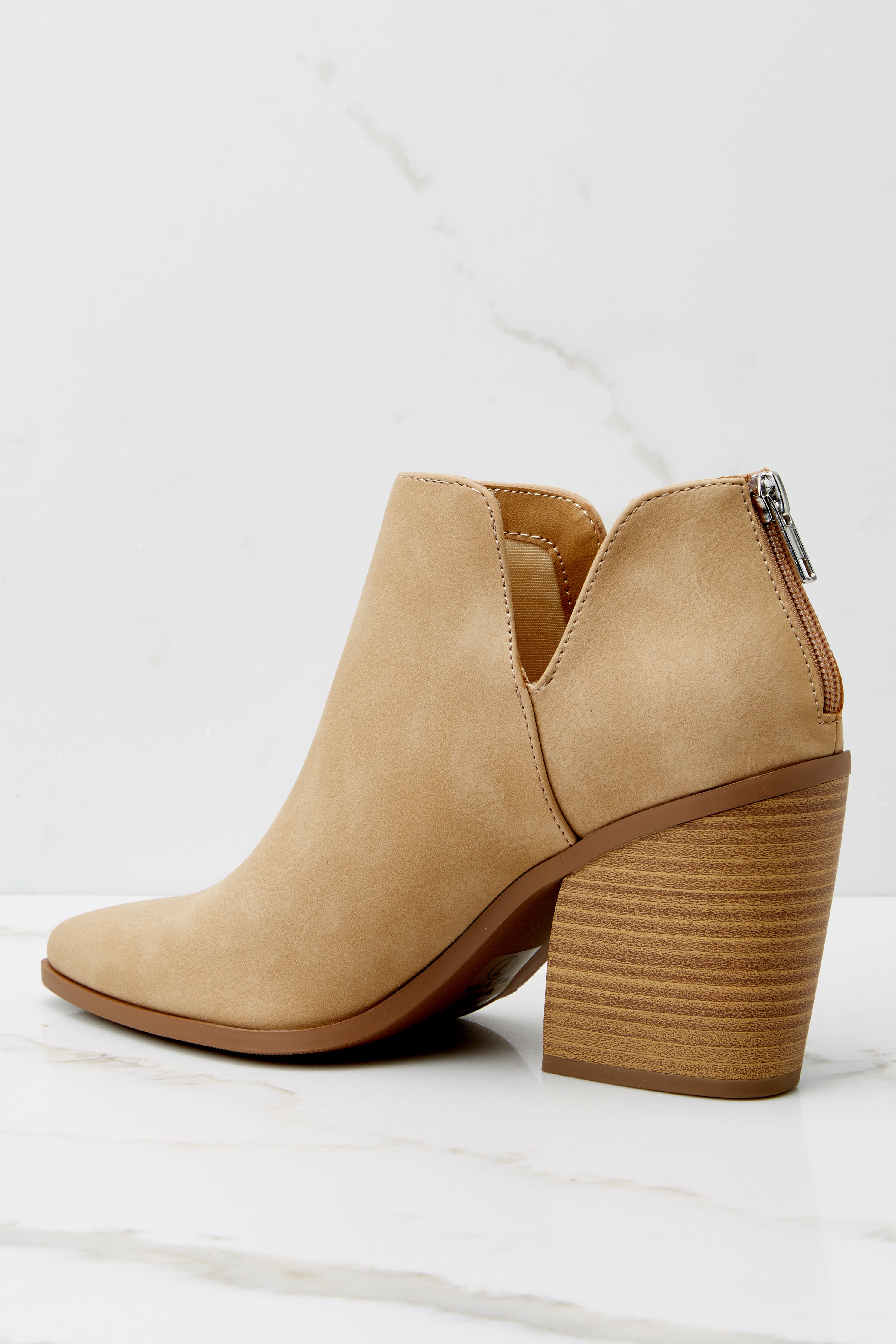 5 Step To The Side Tan Ankle Booties at reddress.com