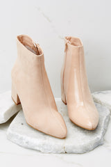 2 Split Decision Nude And Blush Ankle Booties at reddress.com