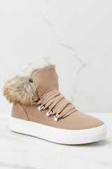 3 Warming Sign Taupe Sneakers at reddress.com