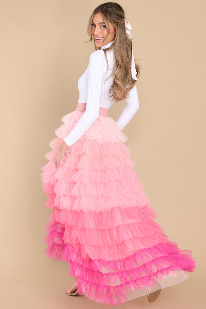 1 Suri Hot Pink Lattice Organza Ruffle Skirt at reddress.com