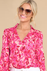 8 Blossom Boulevard Pink Floral Bodysuit at reddress.com