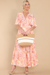 5 Seaside Style Apricot Floral Print Dress at reddress.com