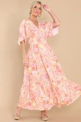 7 Seaside Style Apricot Floral Print Dress at reddress.com