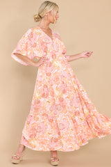 6 Seaside Style Apricot Floral Print Dress at reddress.com