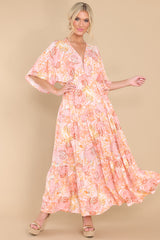 8 Seaside Style Apricot Floral Print Dress at reddress.com