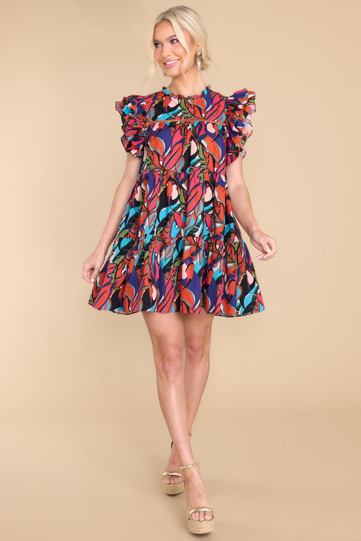 4 Yours To Keep Blue Multi Print Dress at reddress.com