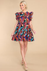 4 Yours To Keep Blue Multi Print Dress at reddress.com