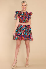 6 Yours To Keep Blue Multi Print Dress at reddress.com