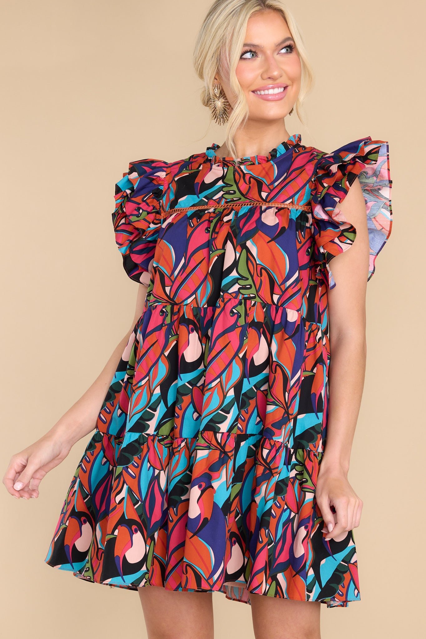 7 Yours To Keep Blue Multi Print Dress at reddress.com
