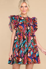 9 Yours To Keep Blue Multi Print Dress at reddress.com