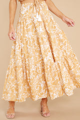 1 You're In Luck White And Yellow Floral Print Skirt at reddress.com