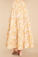 4 You're In Luck White And Yellow Floral Print Skirt at reddress.com