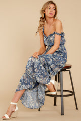 1 With Your Love Navy Floral Print Maxi Dress at reddress.com