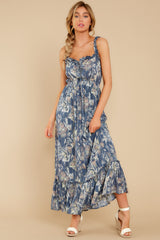 5 With Your Love Navy Floral Print Maxi Dress at reddress.com