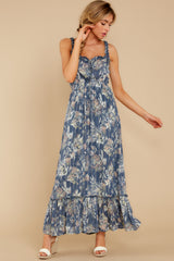 6 With Your Love Navy Floral Print Maxi Dress at reddress.com