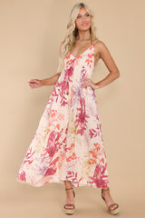 6 What's Mine Is Yours Beige Floral Dress at reddress.com
