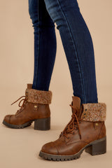 1 Somewhere Out There Brown Lace Up Boots at reddress.com