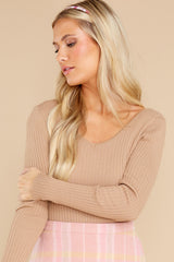 4 Sincerely With Love Taupe Bodysuit at reddress.com
