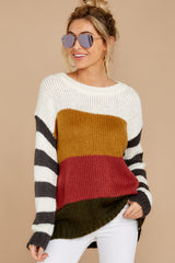 4 Read My Lips Camel Multi Stripe Sweater at reddress.com