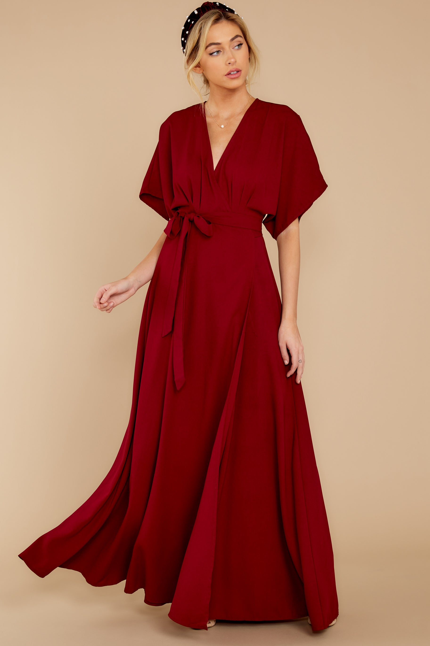 7 She Deserves It Burgundy Maxi Dress at reddress.com
