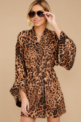 6 Till I Walk In Brown Leopard Print Dress at reddress.com