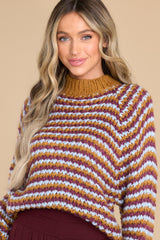 5 What's The Story Tan Multi Striped Sweater at reddress.com