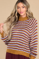 6 What's The Story Tan Multi Striped Sweater at reddress.com