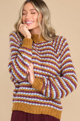 7 What's The Story Tan Multi Striped Sweater at reddress.com