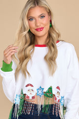 7 White Christmas Fringe Sweatshirt at reddress.com