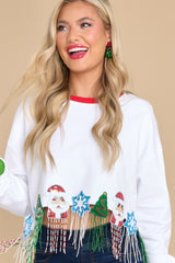 1 White Christmas Fringe Sweatshirt at reddress.com