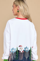 10 White Christmas Fringe Sweatshirt at reddress.com