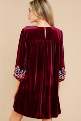 7 Infinite Possibilities Burgundy Velvet Dress at reddress.com