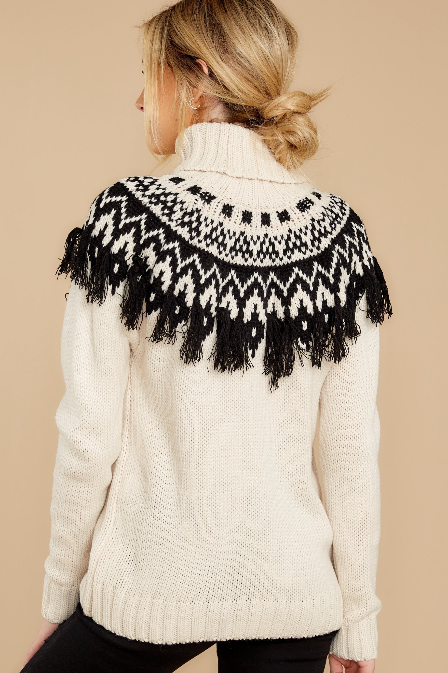 10 Holding You Close White And Black Turtleneck Sweater at reddress.com