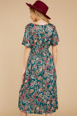 8 New Heights Teal Floral Print Midi Dress at reddress.com