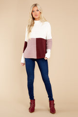 2 Simple Days Mauve Wine Colorblock Sweater at reddress.com