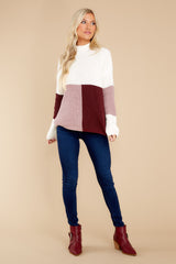 3 Simple Days Mauve Wine Colorblock Sweater at reddress.com