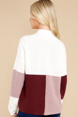 9 Simple Days Mauve Wine Colorblock Sweater at reddress.com