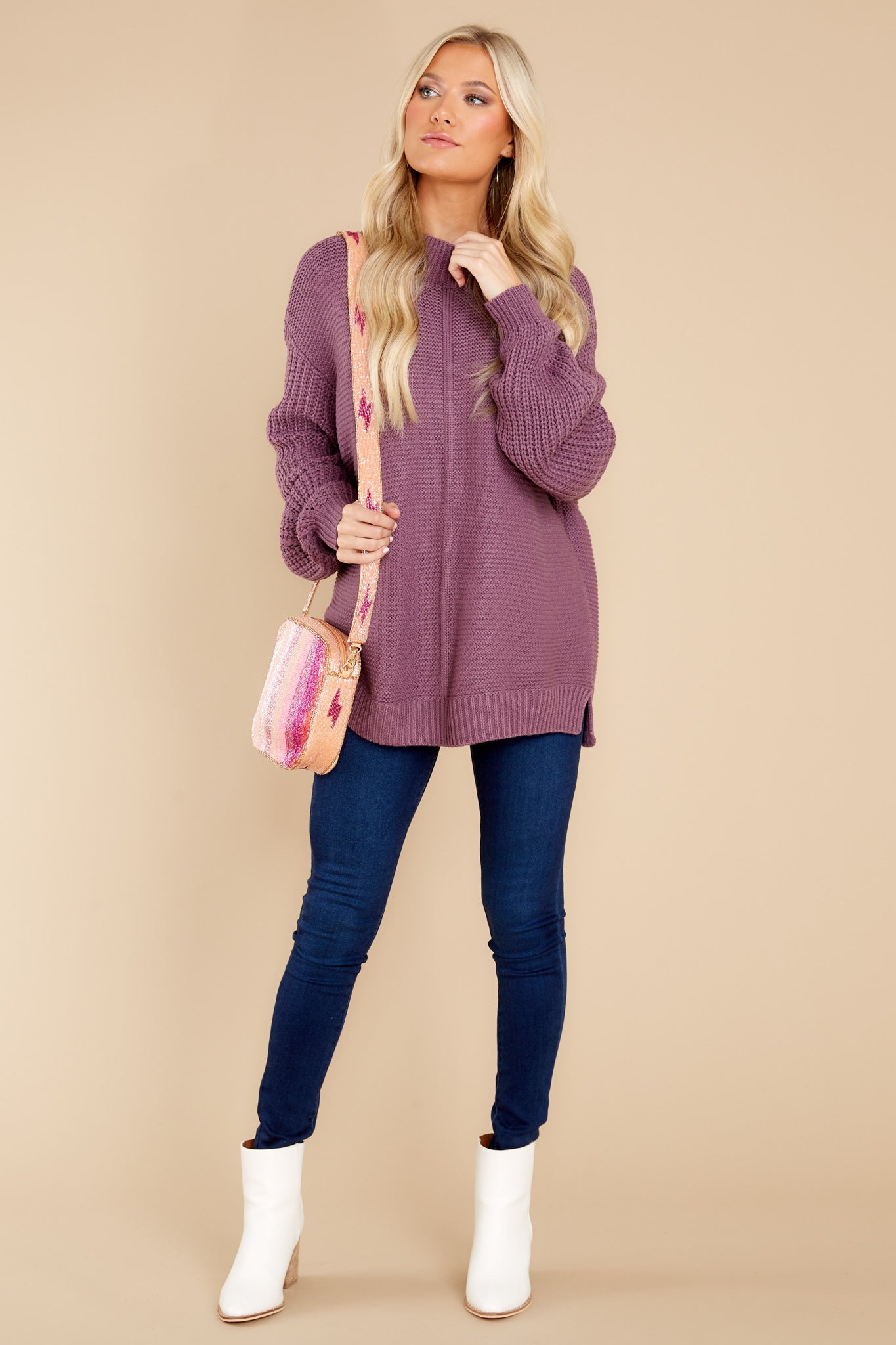 3 Simplest Moments Dusty Purple Sweater at reddress.com