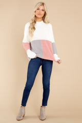 4 Simple Days Rose Grey Multi Colorblock Sweater at reddress.com