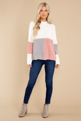 3 Simple Days Rose Grey Multi Colorblock Sweater at reddress.com