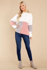 2 Simple Days Rose Grey Multi Colorblock Sweater at reddress.com