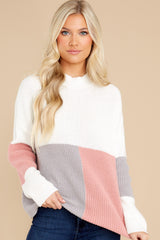 6 Simple Days Rose Grey Multi Colorblock Sweater at reddress.com