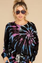 2 Step On Up Black And Turquoise Multi Tie Dye Pullover at reddress.com