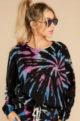 4 Step On Up Black And Turquoise Multi Tie Dye Pullover at reddress.com
