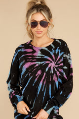 1 Step On Up Black And Turquoise Multi Tie Dye Pullover at reddress.com