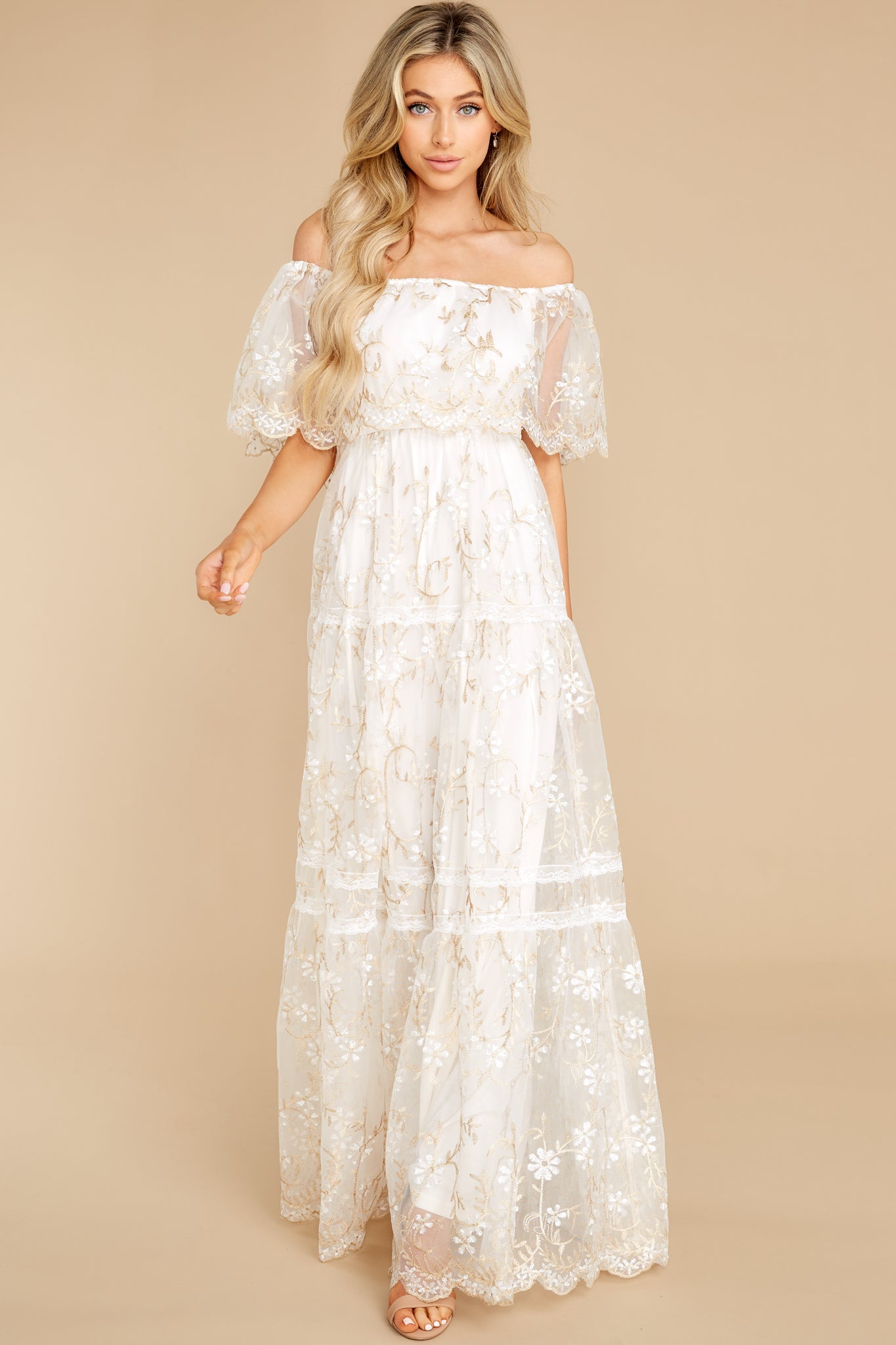 Enchanting Ivory Embroidered Maxi - Floral Dresses | Red Dress